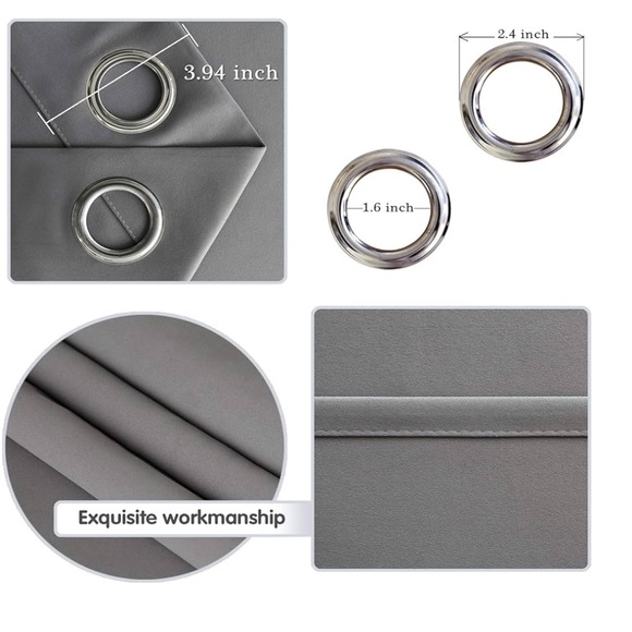 Blackout Grey Curtains 52"W x 45"L (Pack of 2) - Picture 6 of 6